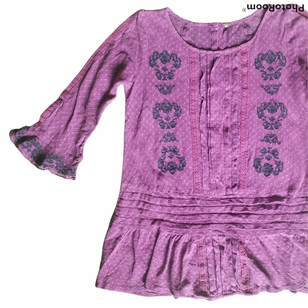 Free People Jocelyn Embroidered Swiss Dot Lace Top